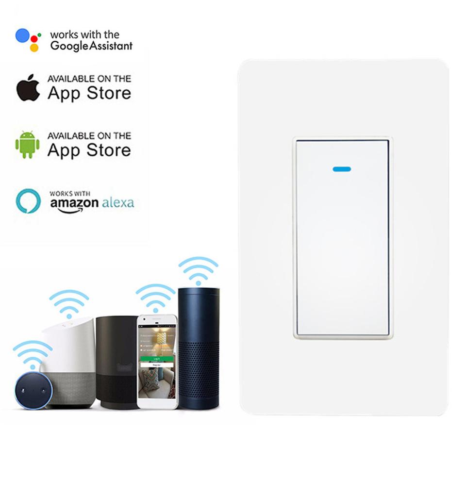 Alexa US Standard WiFi IP66 Rated PC 10A Touch Control Wall Light Button Switch Full House Coverage for Smart Home Device