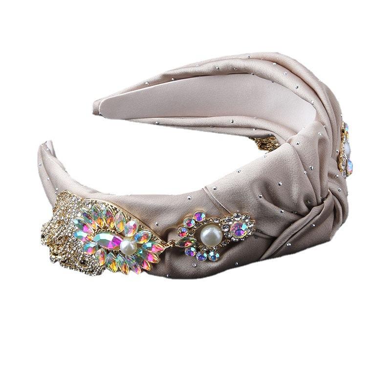 Mote Hodeplagg, Barokk Stoff, Diamant Tiara, Duskel Knyttet Hårbånd, Vakkert Hårtilbehør For Kvinners Fest