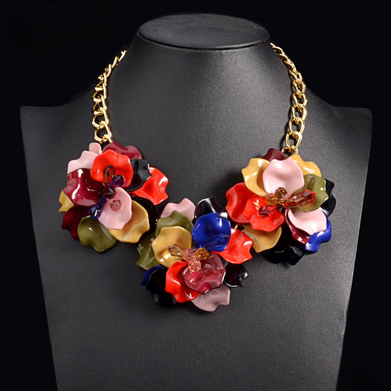 

Колье Макси с цветком, женское красочное акриловое цветочное ожерелье, массивное колье, вечерние ювелирные изделия, свадебное ожерелье и кулон