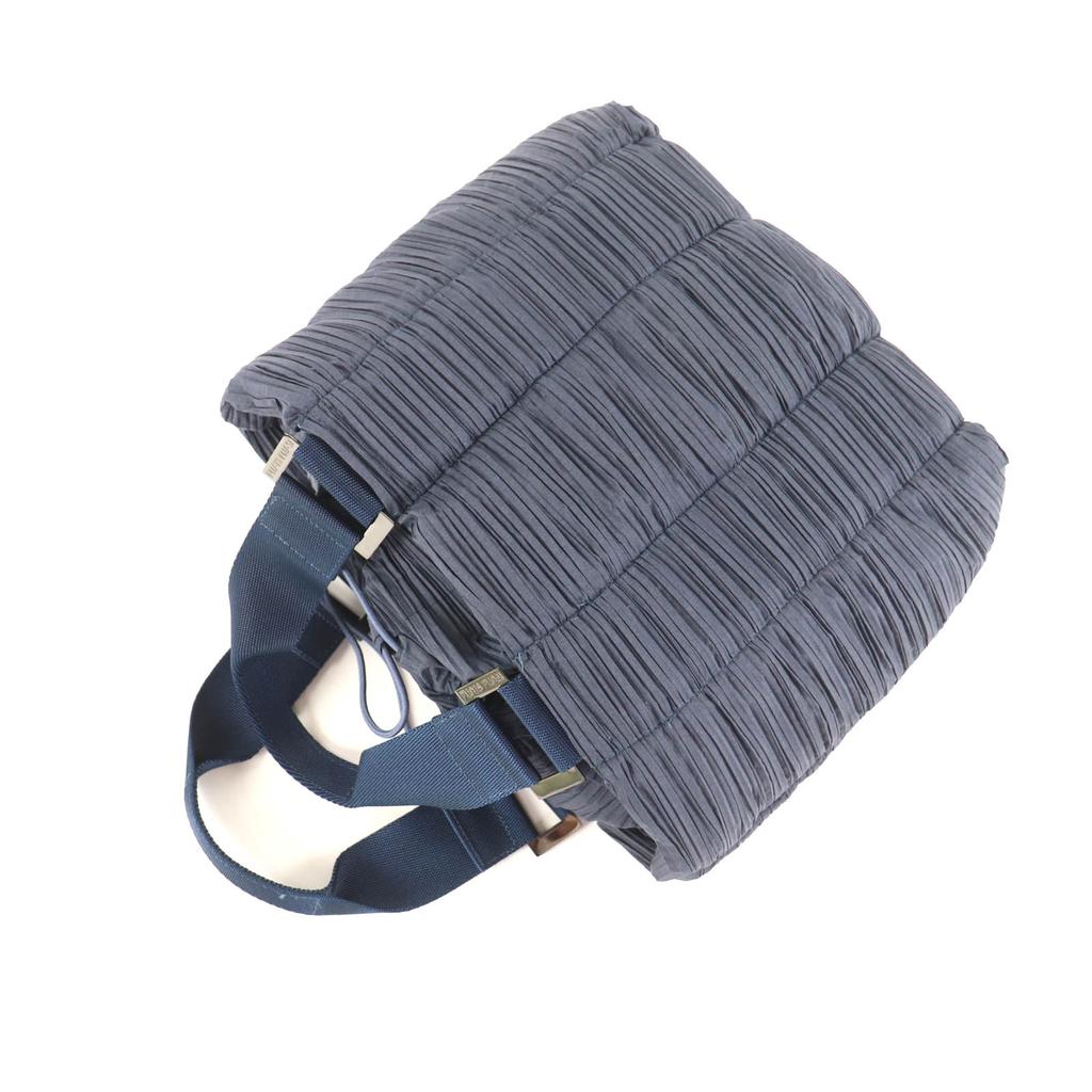 Excellent PLEATS PLEASE Handbag Pleated Navy polyester Women PP54-AG471 Used