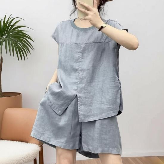 Yousheng Summer 2 Piece Sets for Women, Short Sleeve Crew Neck Top And Shorts Matching Set, Casual Loose Lounge Outfits