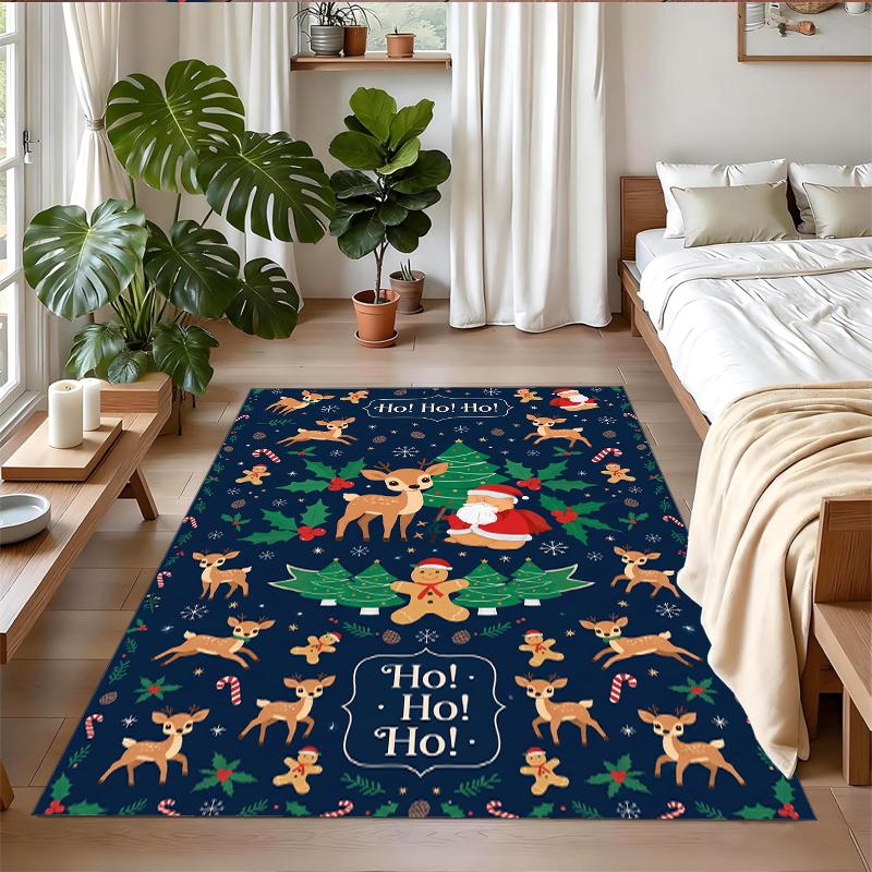 Christmas Printed Square Area Rug Soft Non Slip Floor Carpet For Bedroom Holiday Gift
