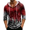 Men's Loose Fit Casual Hoodie 3/4 Sleeve Pullover Halloween Graphic Print Lightweight Hooded Shirt for Everyday Wear