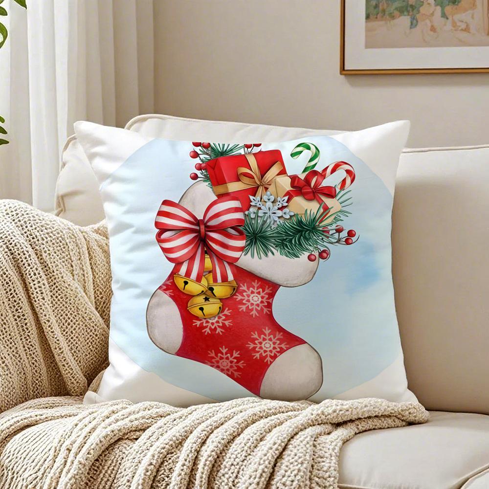 Christmas Stocking  Holiday Cushion Cover Pillowcase Antidustmite living Room Sofa Decor Cushion Room