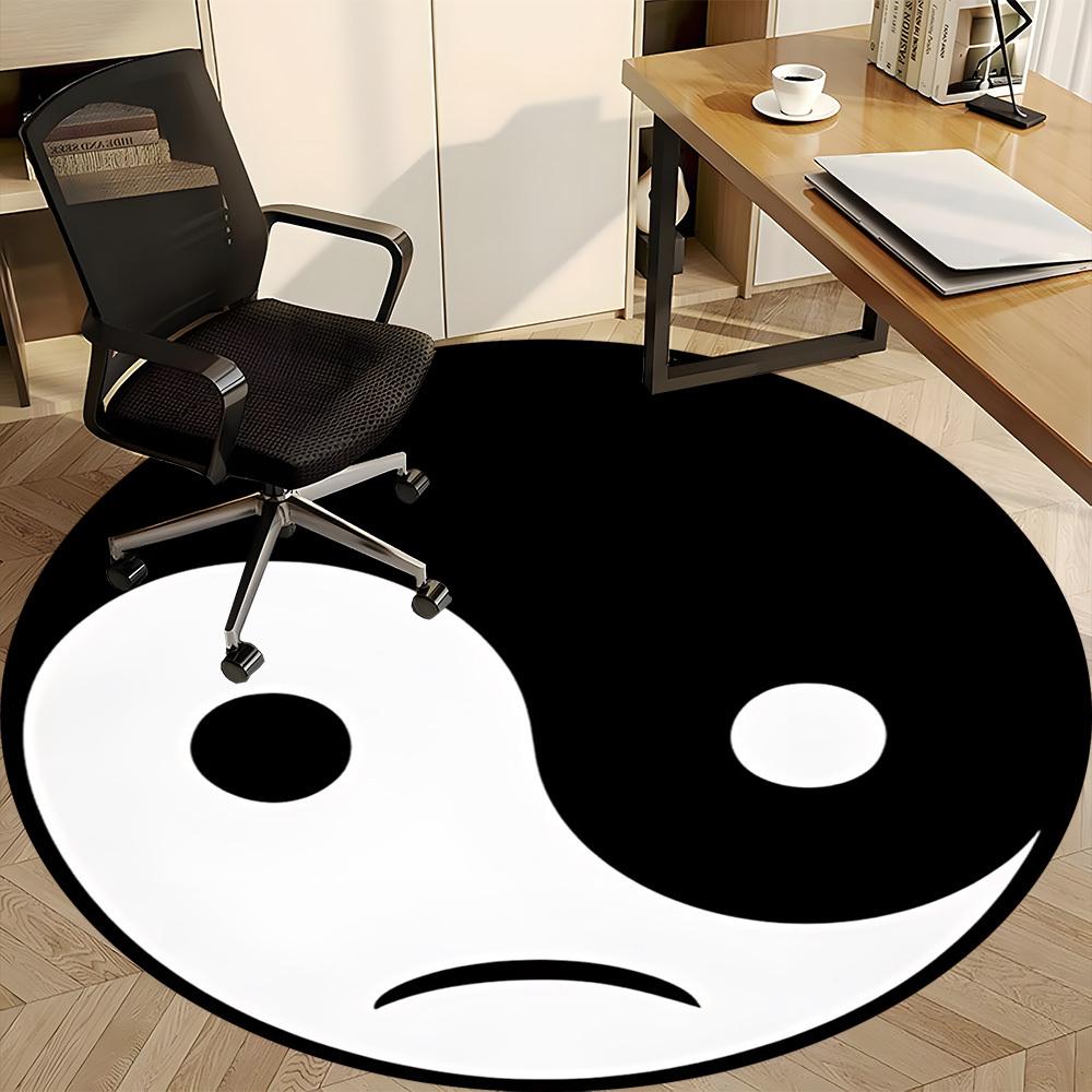 1pc Yin Yang Symbol Chair Carpet for Office Non-Slip, Machine Washable Rug for Office, Room - Holiday Decor, Machine Made yy251016081