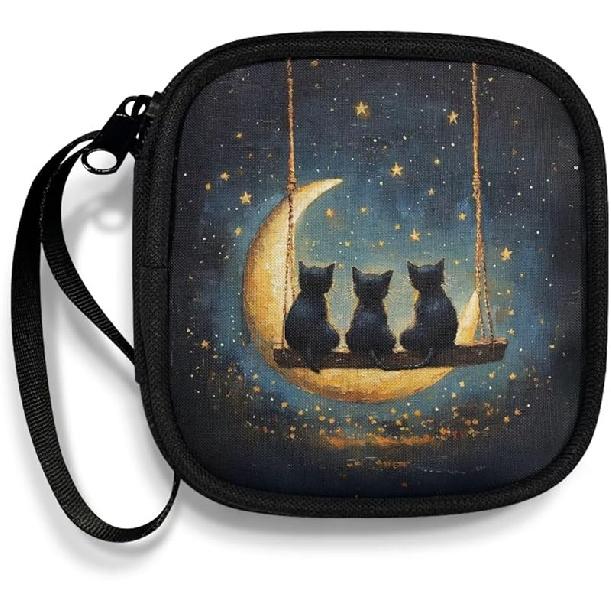 Mushrooms and Moon Carrying Earphone Case Pouch Storage Bag Holder-Earbud Case Headphones Storage Bag Pouch for Headphone, Bluetooth