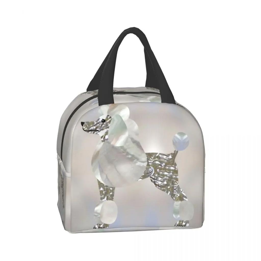 Luxury Pearl And Abalone Poodle Dog Insulated Lunch Bag for Women Resuable Pudel Caniche Cooler Thermal Bento Box Work School
