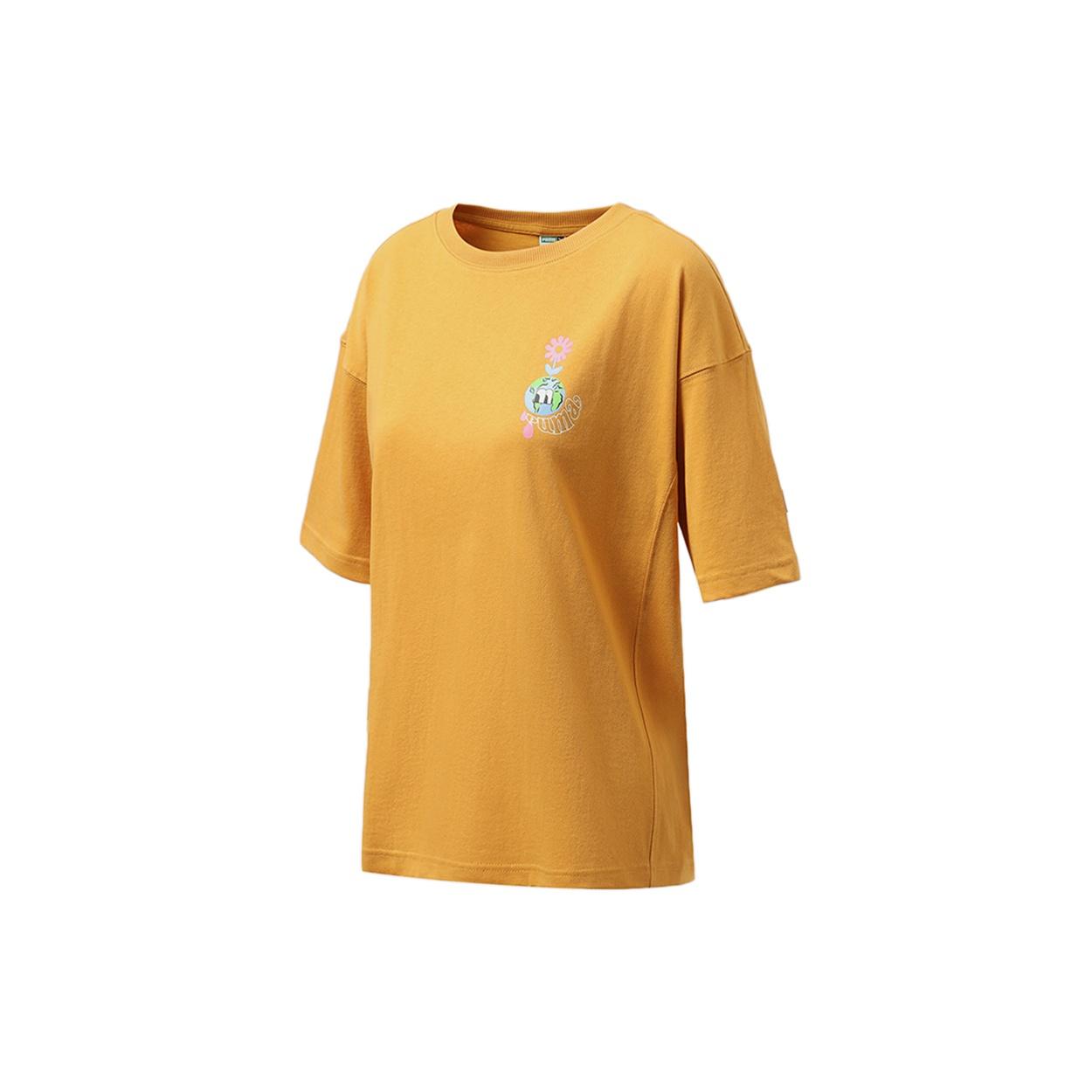 (WMNS) PUMA Printing Casual Sport Round NeckShort Sleeve Yellow Women s 533050-37 L