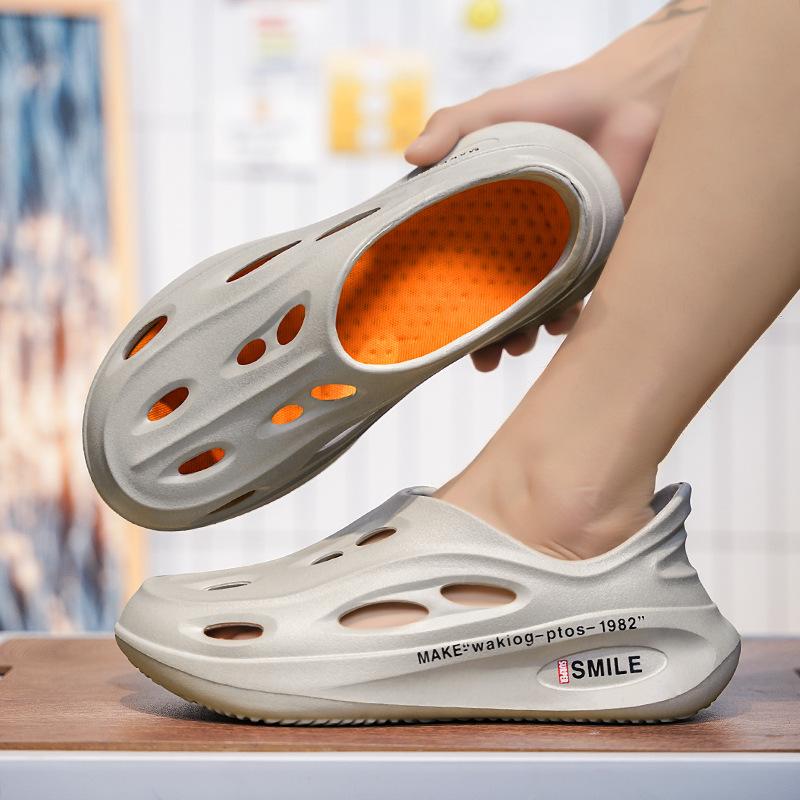 

Толстоподошвенные шлепанцы, новая летняя обувь, нескользящие, дезодорирующие и дышащие сандалии, модные и персонализированные пляжные туфли 45 серый