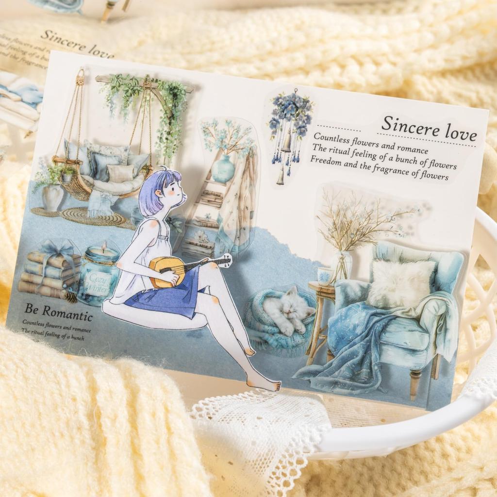 Collage Roll Masking Large Living English Letters Stickers, Materials, Assortment, Stickers, Miskepaa, Cute, Girls, Stylish, PET, Waterproof, Tape,