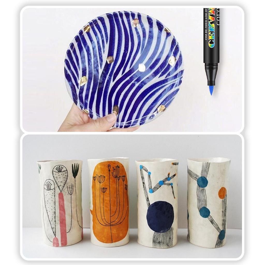 Buy DIY 12/24 Colors High Temperature Oven Baked Ceramic Marker Pen Set Acrylic Paint Pens for