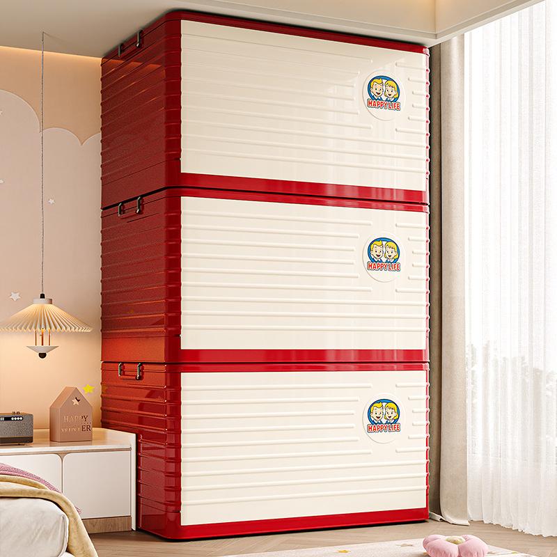 Plastic Storage Box Folding Organization Boxes Living Room Large Capacity Acrylic Case Household Living Organization Furniture