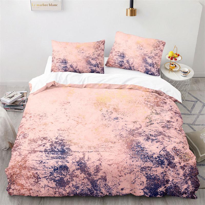Blue Marble Print Duvet Cover Abstract Geometric Bedding Set King For Girls Kids Teens Microfiber Quilt Cover With Pillowcases