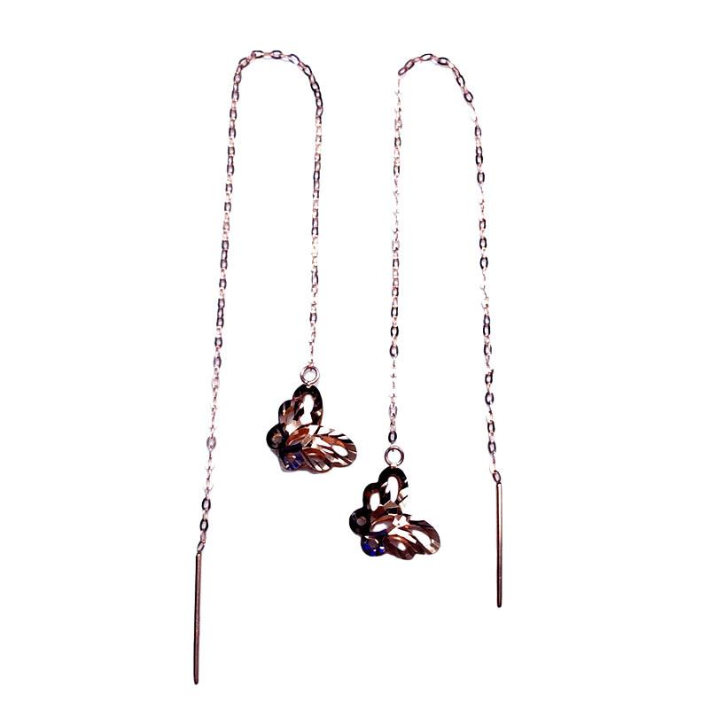 Exquisite Russian Purple Gold Plain Gold Hollow Butterfly Earrings Fashionable Versatile Temperament Rose Gold Plated Car Flower Earrings