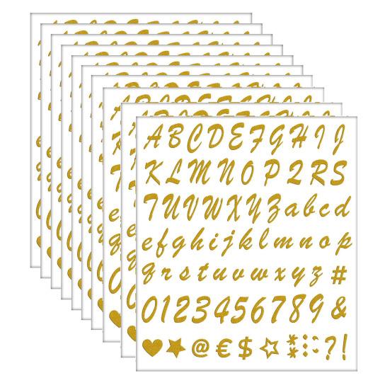 10 Sheets Glitter Letters Stickers Self Adhesive Alphabet Number Stickers Waterproof Small Decals for Graduation Cap Water Bottles Scrapbooking