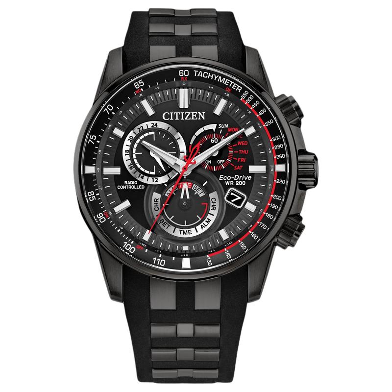 

CITIZEN Eco-Drive series 200 meters waterproof calendar solar Quartz stainless steel PU strap 43mm men s watch black dial CB5977-03E чорний