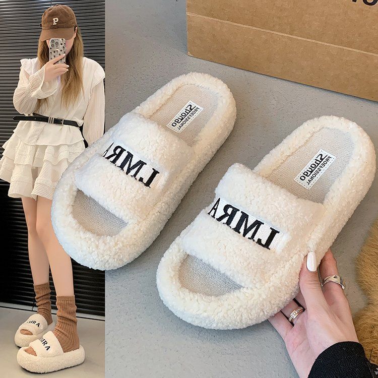 

Slippers women s new fashion Korean version of lazy people in autumn and winter 2024 wear plush warm women s slippers 40