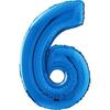 26'' Mylar Balloon - GRABO - Number 6 - Blue - Helium or Air - Birthday Decoration