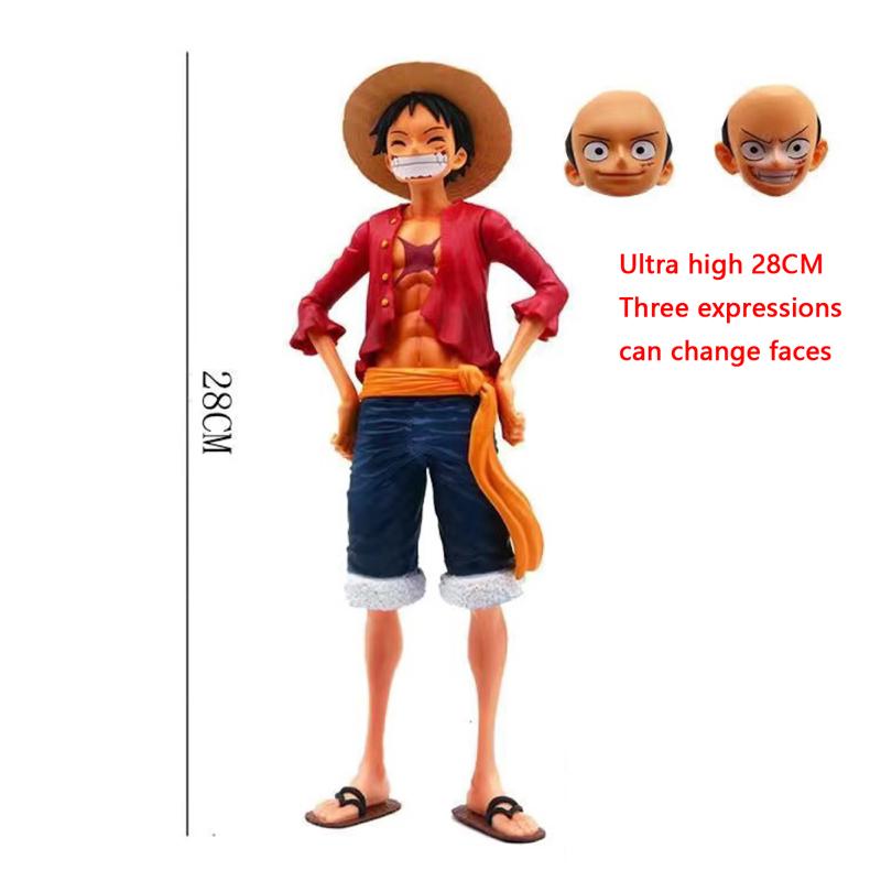 Hand-run Model Anime Laughing Luffy One Piece Can Change Face Super Big Luffy Smile Group Children Toy Collection