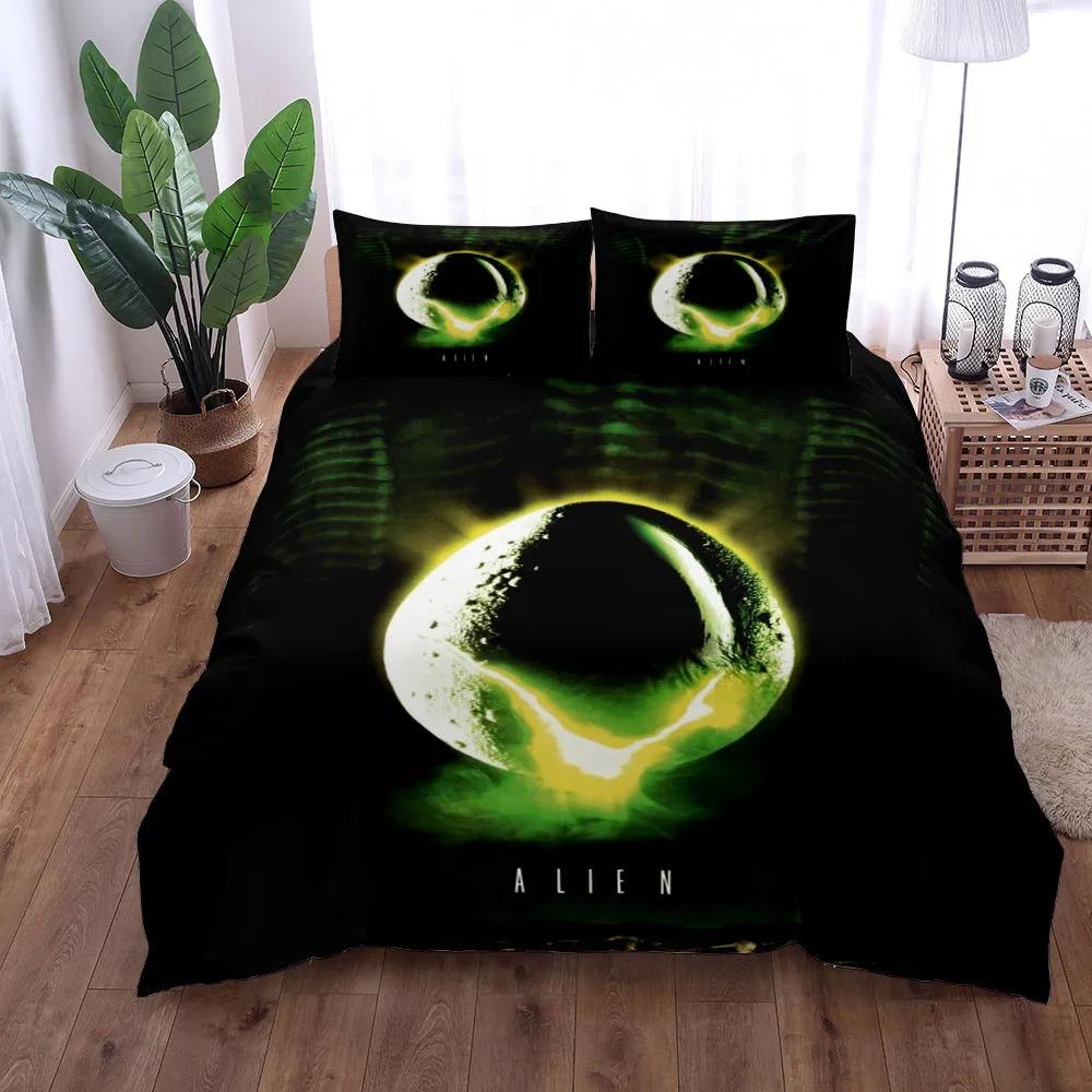 3D Print Aliens Horrible Bedding Set Soft Comforter Cover With 1/2pcs Pillow Shams For Kids Adults Microfiber Quilt Cover