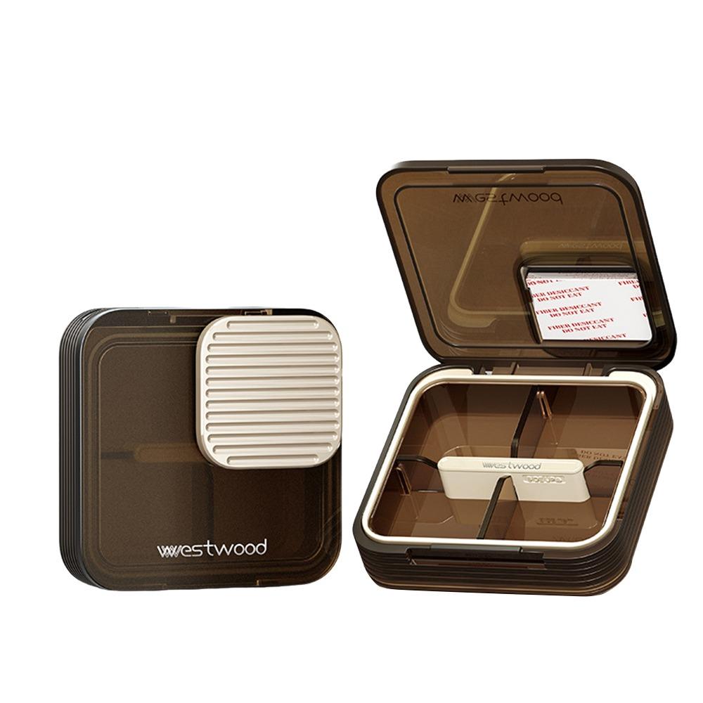 4 Fächer Medizinaufbewahrungsbox Feuchtigkeitsgeschützt Große Kapazität Pillenorganizer Versiegelt mit Deckel Tablettenbehälter für Zuhause & Reisen