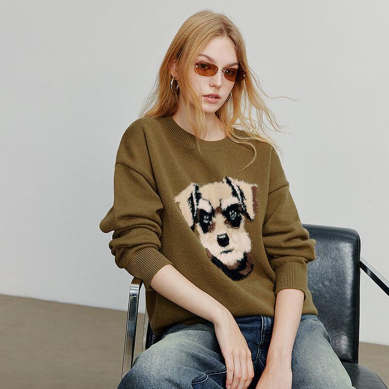 Chuyu Women's Plush Dog Head Knit Sweater