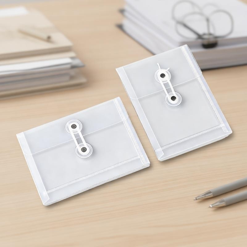 10Pcs Small File Storage Bag Waterproof Clear Plastic Document Pouches with String Closure For Receipt Document Paper