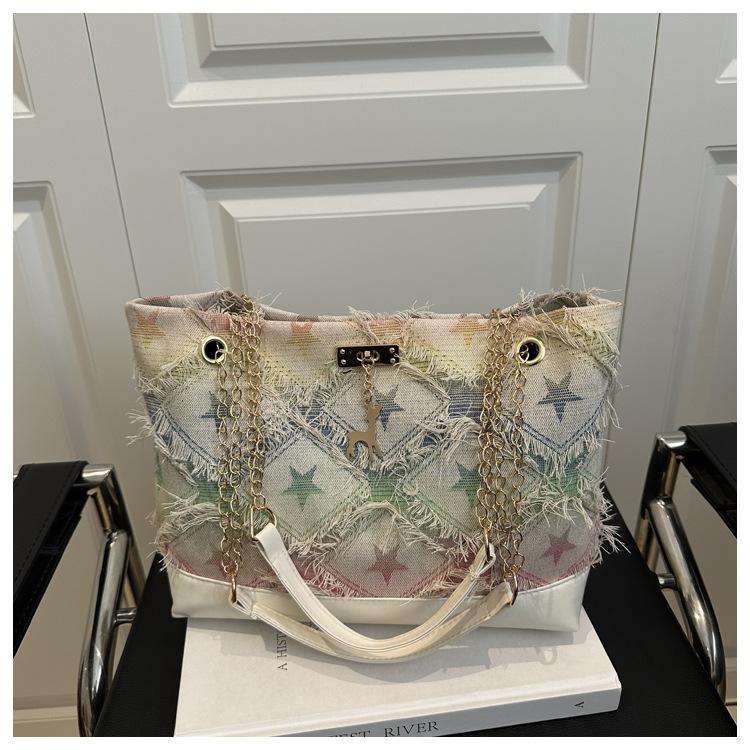 

Personality gradual change star denim 2025 foreign style fashion design casual chain crossbody shoulder small square women s bag небесно-голубой