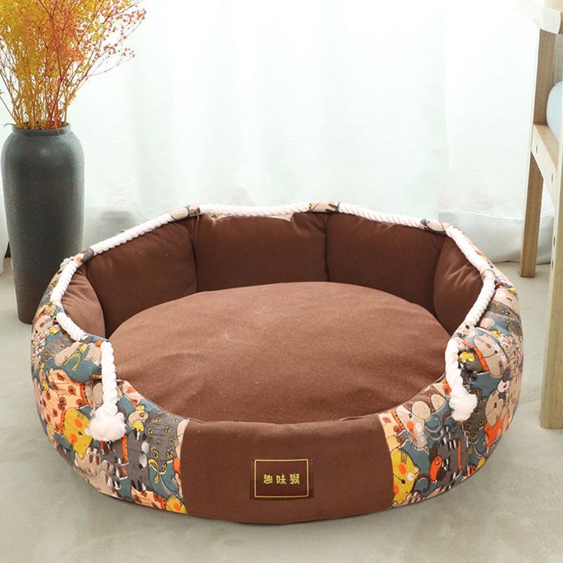 

Кровать для собак, кошек, круглая конура, средний маленький диван для собак, подушка-кровать, успокаивающая кровать для собак, дом, аксессуары для домашних животных M
