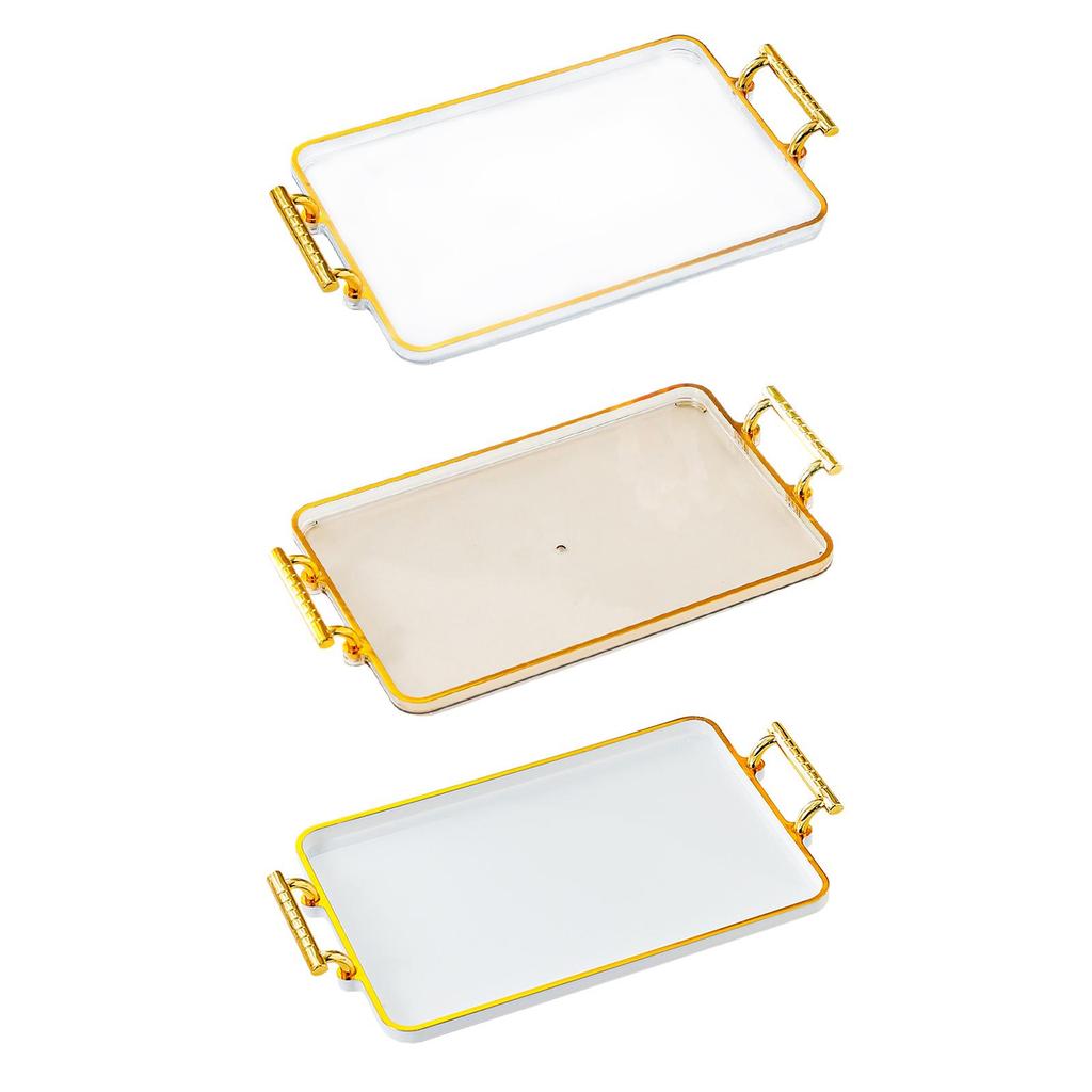 Decorative Trays for Home Decor Plastic Tray with Handles for Serving Coffee Snacks Perfume Jewelry