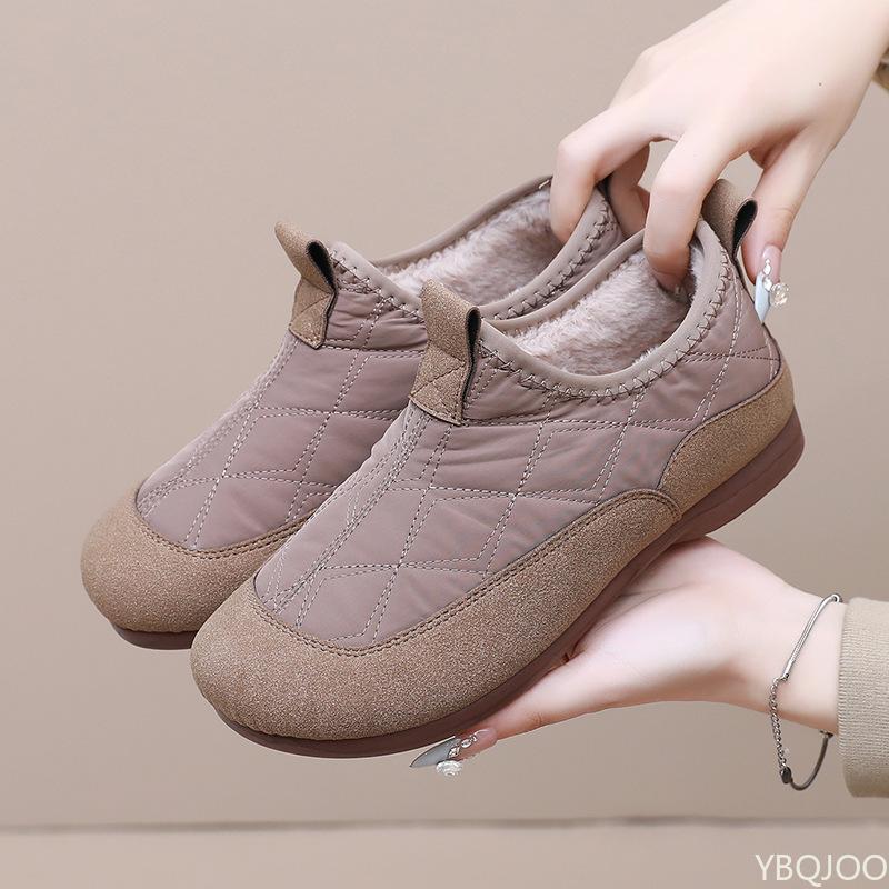 Winter Warm Women Soft Soled Cotton Shoes Anti Slip Casual Flat Bottom Casual Lazy Cotton Shoes One Step Stepping Zapatos Mujer