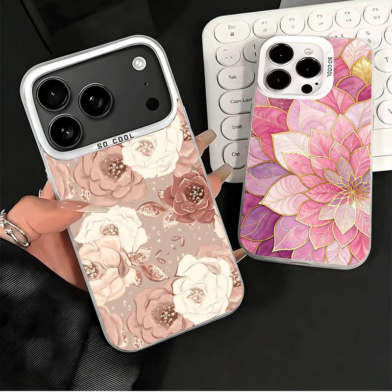 Beautiful Rose Gold Art Shockproof Phone Case for iPhone 17 Air 16 16E 15 Pro Max 14 Plus 13 Mini 12 Back Cover Anti Fall Fundas