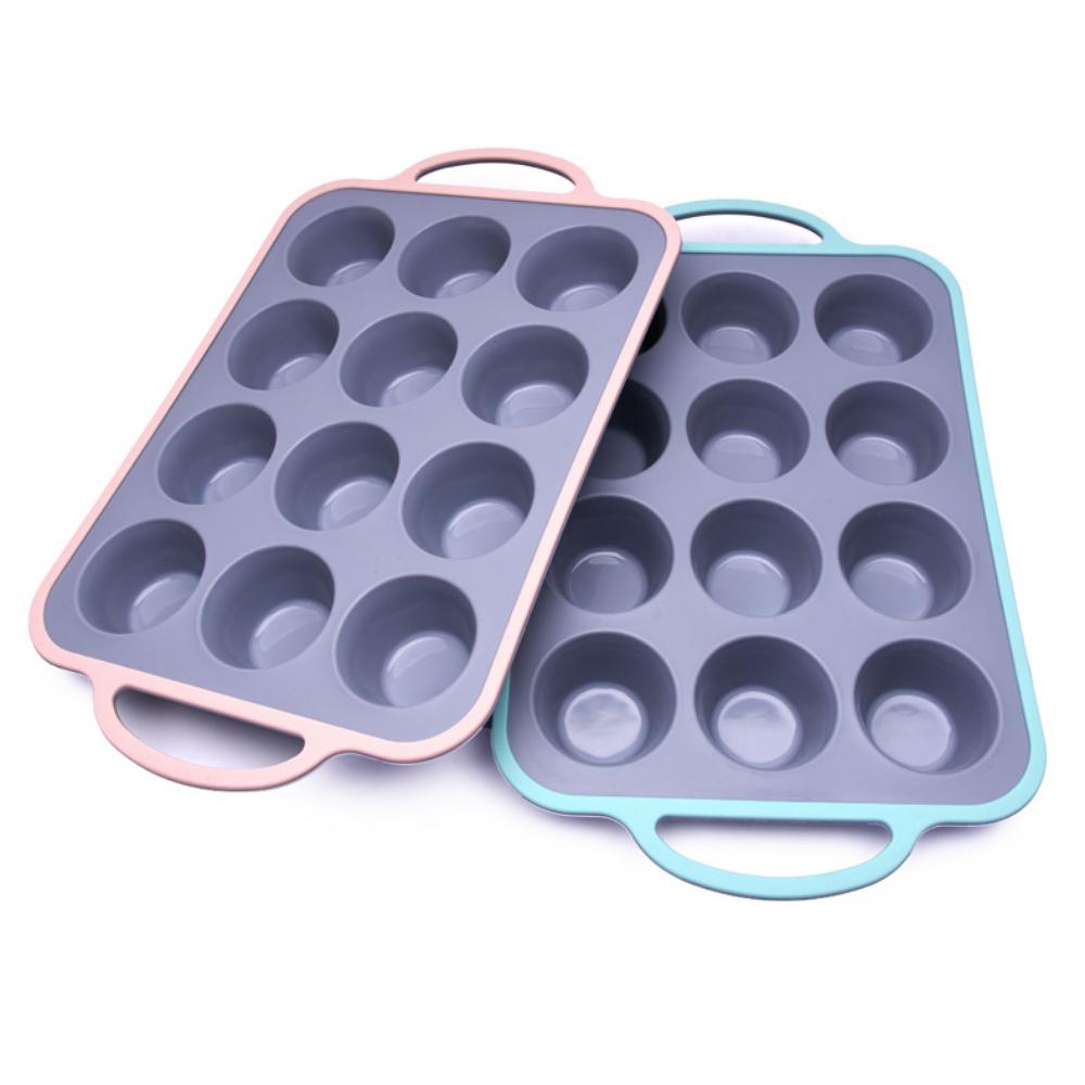 Two-color Nonstick 12 Even Cylindrical Cake Mold Baking Round Silicone Cake Mold Baking Pan Oven