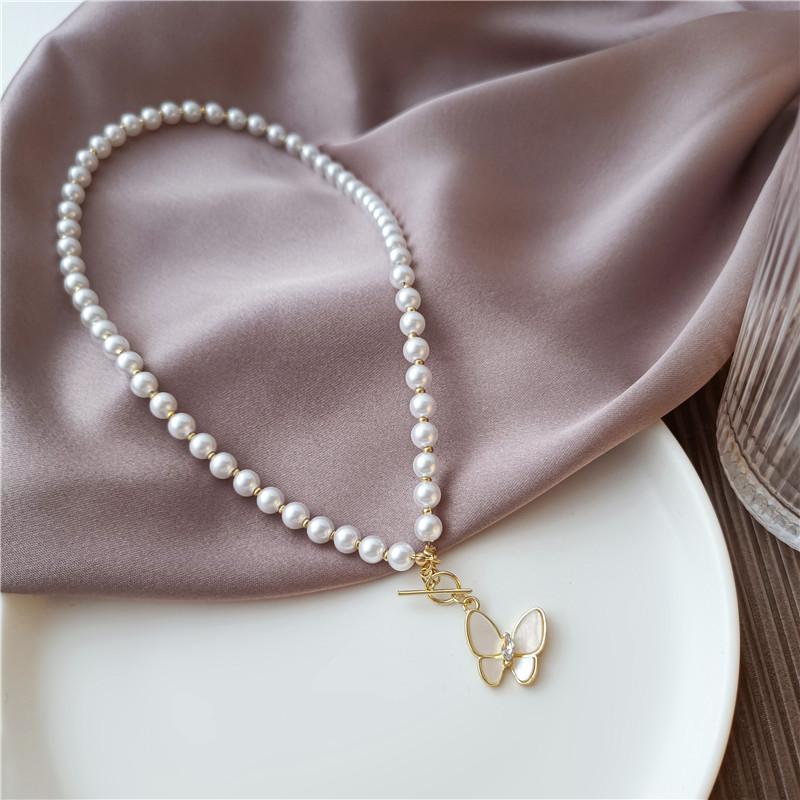 Pearl Butterfly Necklace Niche Light Luxury Collarbone Chain 2025 New Trendy Neck Chain Short Sweater Chain with Accessories