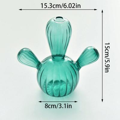 Birthday Gift Hydroponics Plant Vase Cactus Shaped Glass Vase Transparent Vase Decoration Creative