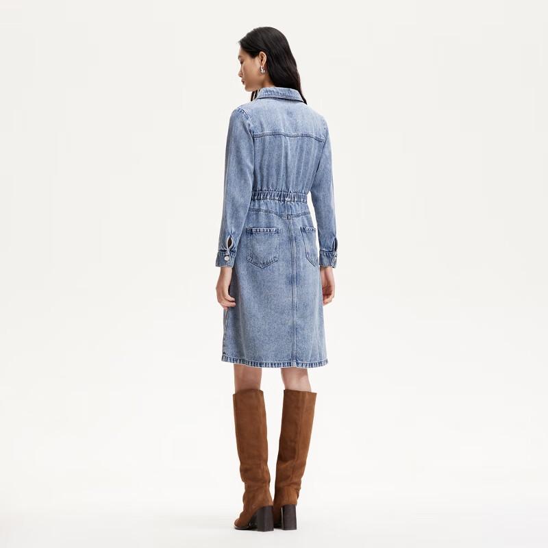 VEROMODA 2025 Lapel Distressed Single-Breasted Midi Dress