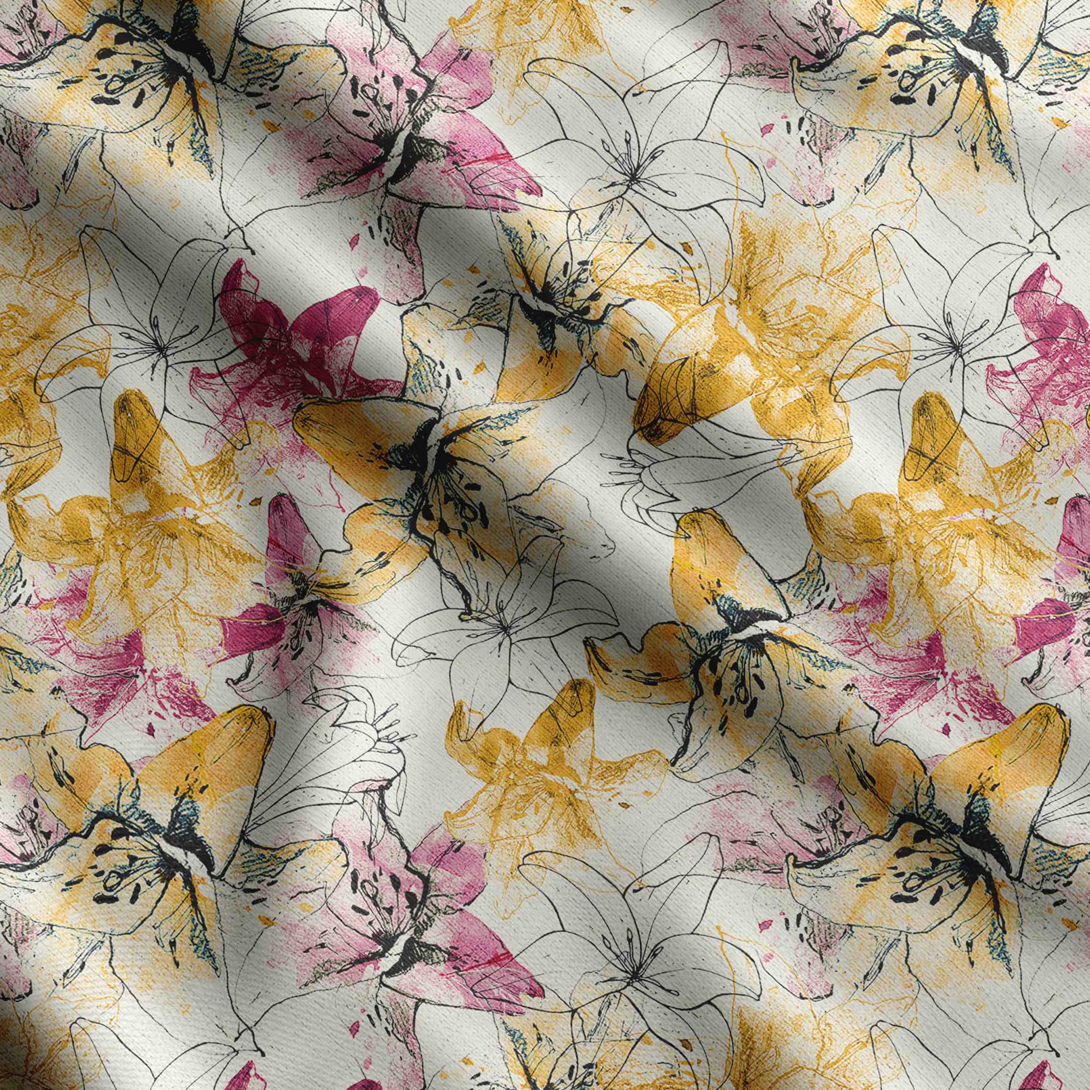 

Soimoi Watercolor Floral Print, Cotton Cambric, Quilting Fabric Prod by The Yard 42 In Wide, Medium Weight Cotton Fabric, швейні приладдя, Black & 42 Inch Wide - Cotton Cambric білий
