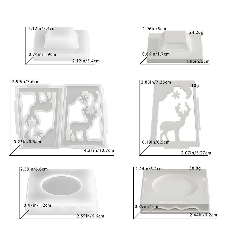 Christmas Splicing Mold Deer Snowflake Mold Candlestick Top Mold Reusable Christmas Crafts Holidays Decoration Handmade Gifts