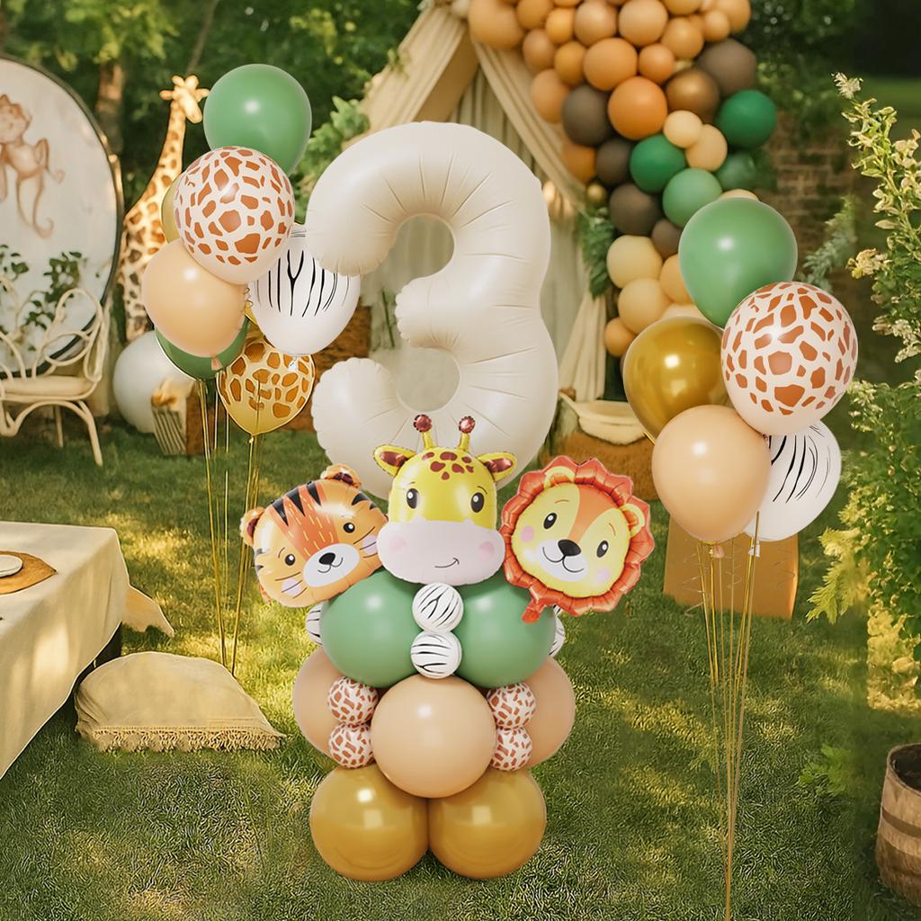 Jungle Animal Balloon Bunch Happy 1st Birthday Party Decorations Kids Favor Gifts Safari Animal Balloons Baby Shower Supplies