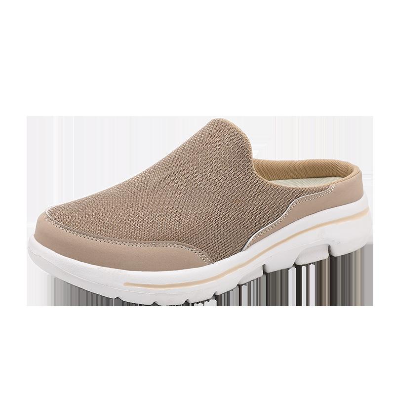 2025 summer baotou color matching half tray women's shoes multi-color mesh casual shoes lazy slippers
