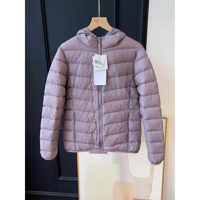 White duck down women's hooded soft, comfortable and warm, fashionable and light down jacket, winter