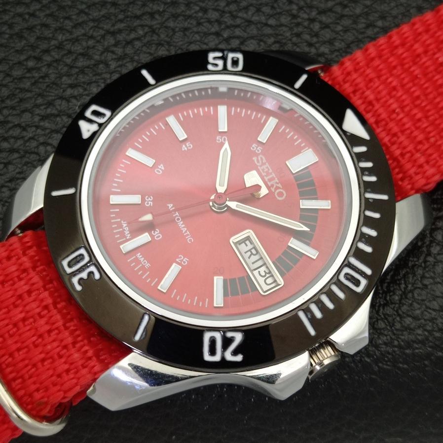 SEIKO 5 AUTOMATIC REFURBISHED 6309A JAPAN MENS RED DIAL WRIST WATCH a426514-2