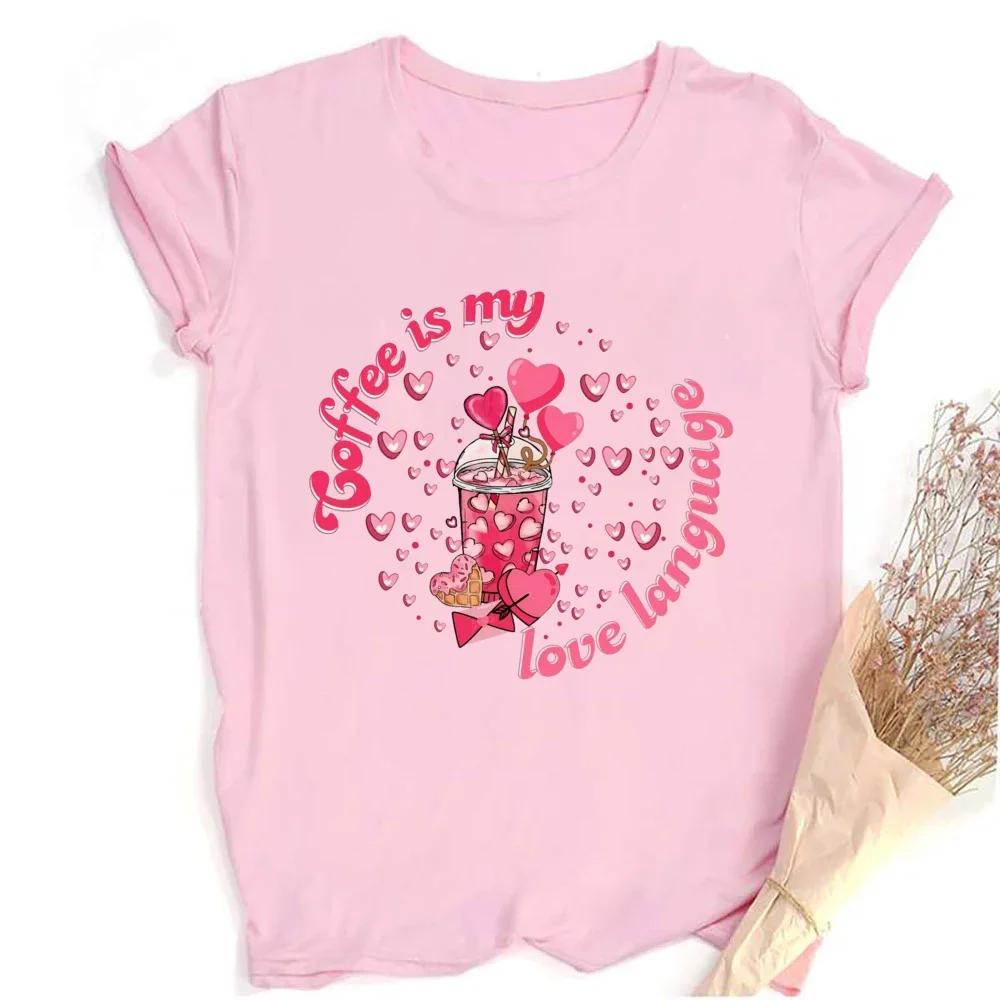 Outfit Tee FeUnisex Sleeve Tshirt Holiday Girls T Shirt Happy Valentine Print Women Shirts Valentines Party Aesthetic Clothes