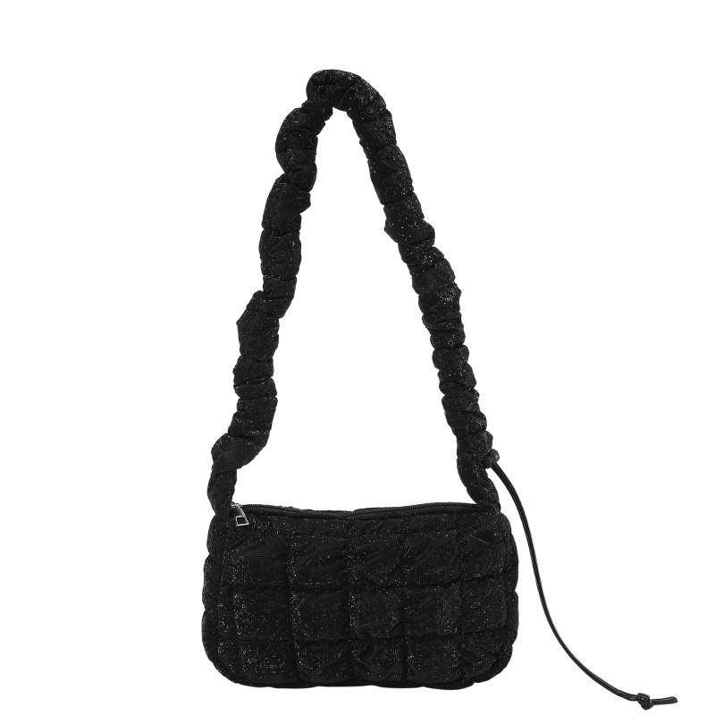 Stylish Diamond Cloud Armpit Shoulder Bag Women s 2024 Spring New Simple Crossbody Bag Trendy Streetwear чёрный