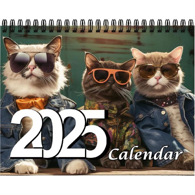 2025 Stylish Cats Wall Calendar, Cute Cat Calendar, 11.2  x 8.3 , 12 Month Calendar, Great Present for Cat Lover, for Home & Office Planning