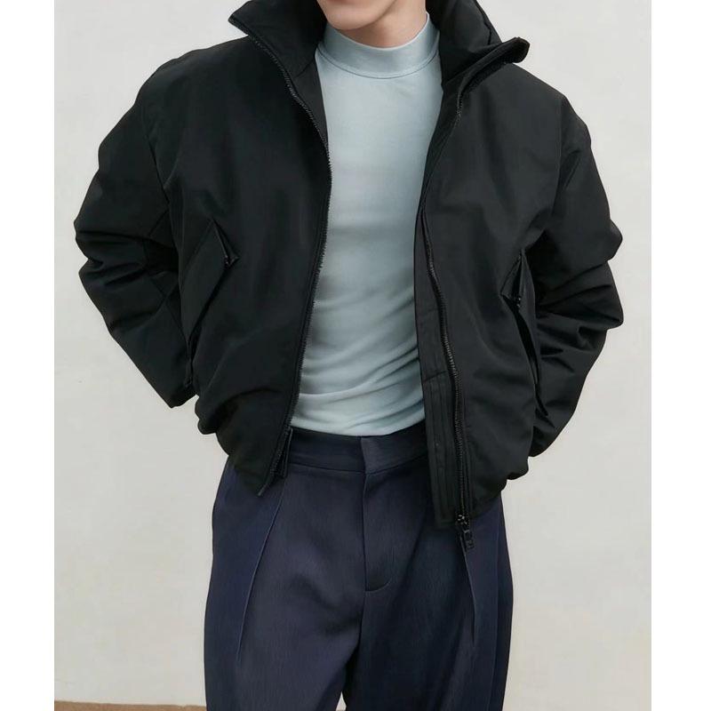 2025 Men's American Style Warm Versatile Cotton Jacket, Stand Collar, Winter, Short, Simple, Slimming Design.
