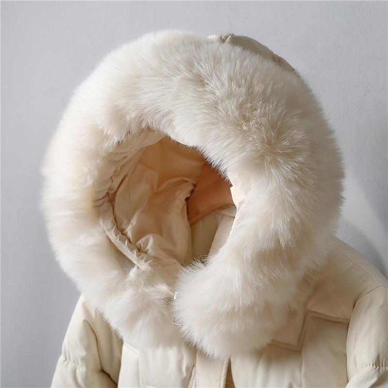 Cotton-padded Loose Large Fur Collar Women's Hooded Long Down Cotton-padded Jacket Winter Padded Winter Coat