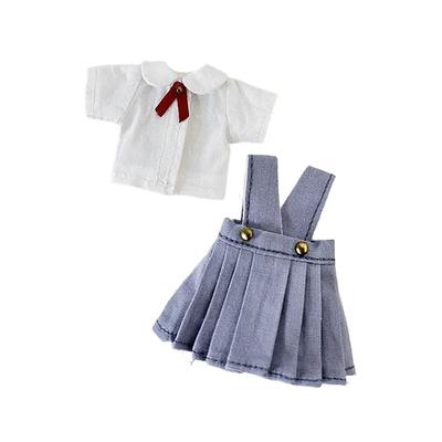 [ISHR] Obitsu 11 OB11 Size Outfit for 11cm Obitsu Doll Body, School Uniform, Round Collar, Square Collar, Short Sleeve Shirt, Suspender Skirt, Girls,