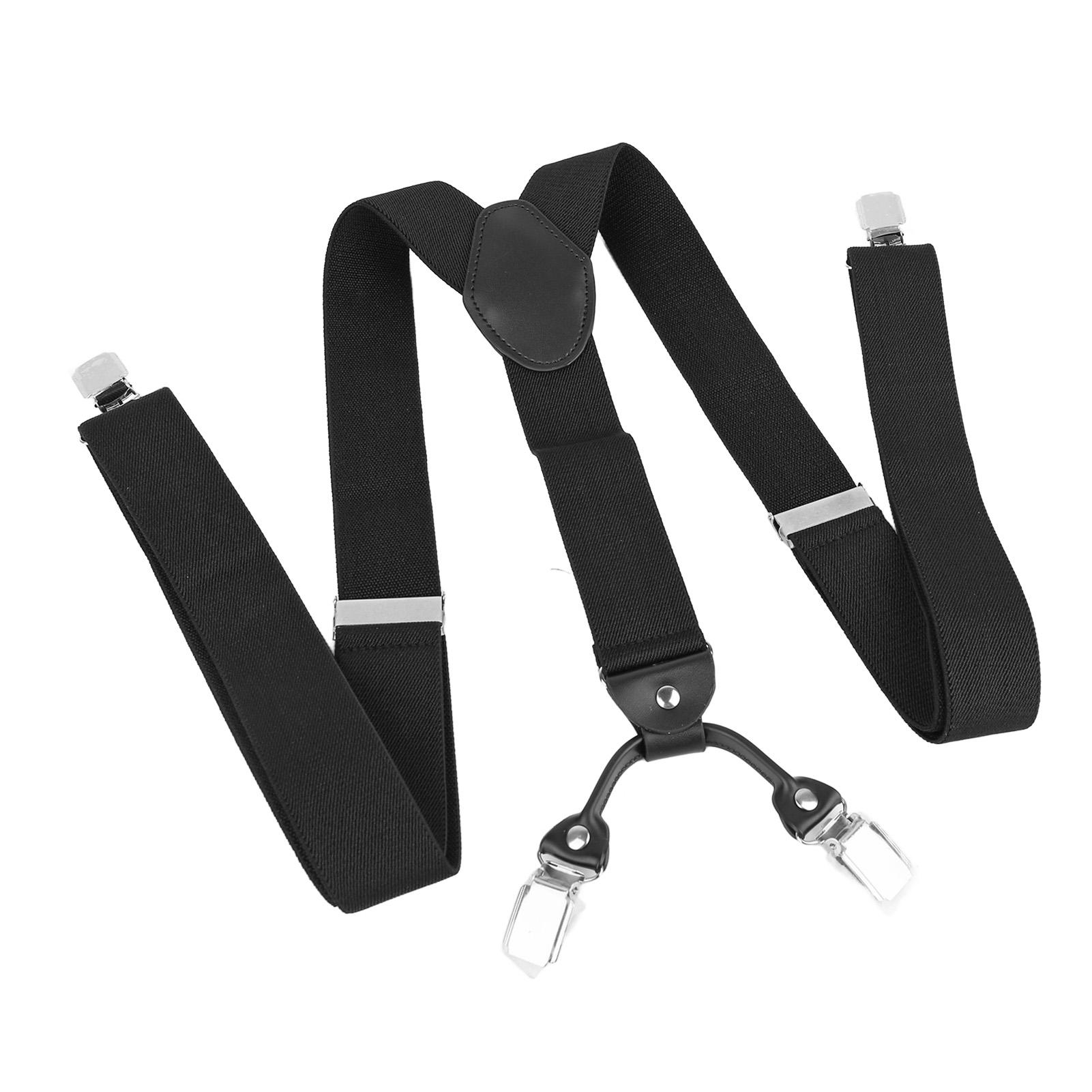 

Black Y Shape Men Pants Shoulder Strap with 4 Clip Elastic Non Slip Adjustable Y Back Suspender Black