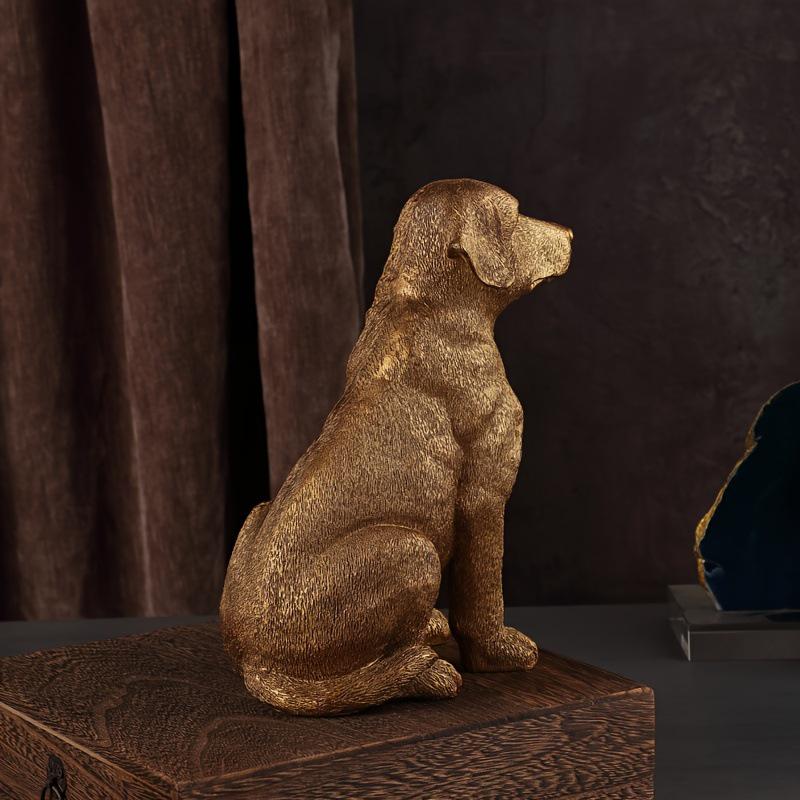 Golden Animal Series Ornament Toys: Simulated Pet Dog Decor for Living Rooms